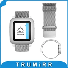 22mm milanese loop band correa de pulsera de acero inoxidable magnético para pebble acero tiempo asus zenwatch 2 lg g watch w100/w110/w150