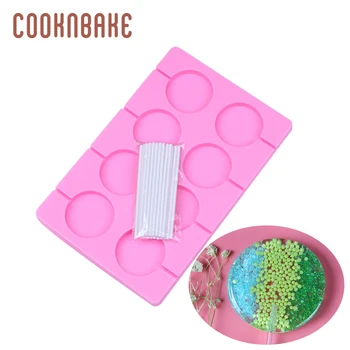 

COOKNBAKE Silicone Mold for Lollipop Round Chocolate candy Lollipop Fondant Mold sugar lolly form cake biscuit bake tool 8 hole