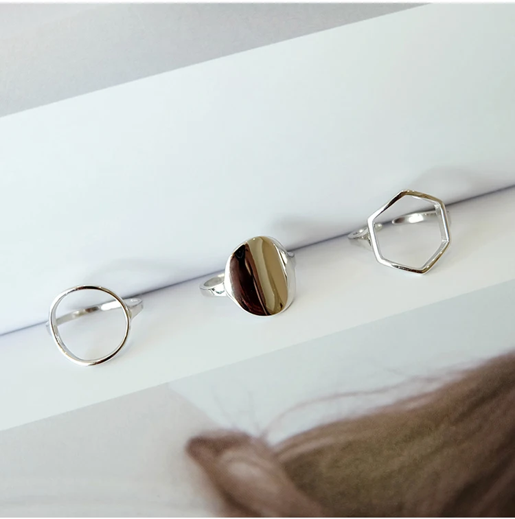 F.I.N.S 925 пробы Серебряное геометрическое круглое шестигранное кольцо на палец серебро 925 для украшения обручальных колец минимализм хорошее ювелирное изделие