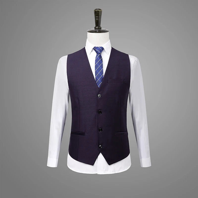 Top Quliaty 2019 New Men Business Suit Slim fit Classic Pure Male Dress Suits Purple Blazers 3 Pieces/jacket+pants+vests #878