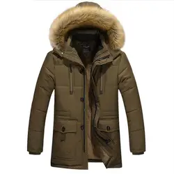 4XL 5XL 2019 Для мужчин для отдыха зимние длинные куртки Теплая Парка утепленная флисовой подкладкой slim fit пальто ветровка от снега Мужское