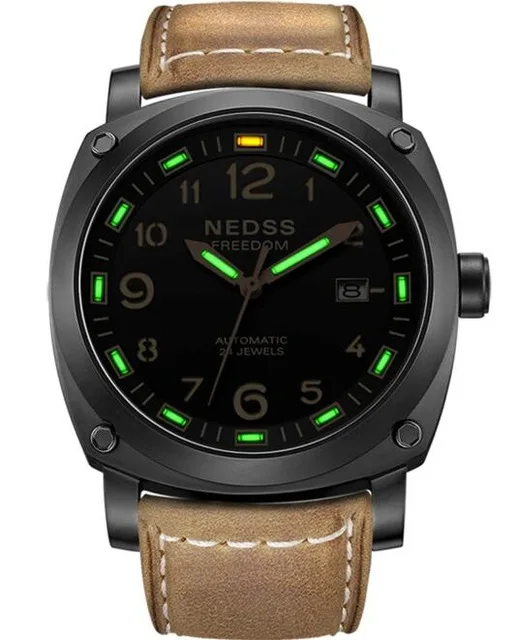 NEDSS Тритий часы мужские часы лучший бренд класса люкс швейцарские H3 автоматические часы военные часы 50 м водонепроницаемые светящиеся для 25 лет - Цвет: 1