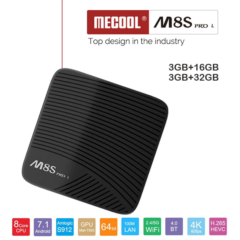 MECOOL M8S PRO L Android 7 1 ТВ Box Amlogic S912 3 Гб оперативной памяти DDR3 16/32 ГБ Rom 2 4G/5G Wi Fi Bluetooth H.265 4 K
