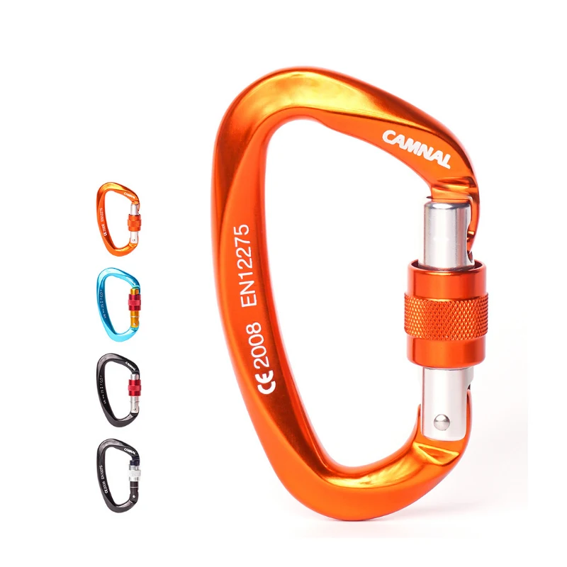 25kn Multicolor Outdoor Sports Aluminium Alloy Safety Buckle Keychain Climbing Button Carabiner Camping Hiking Hook Color Random