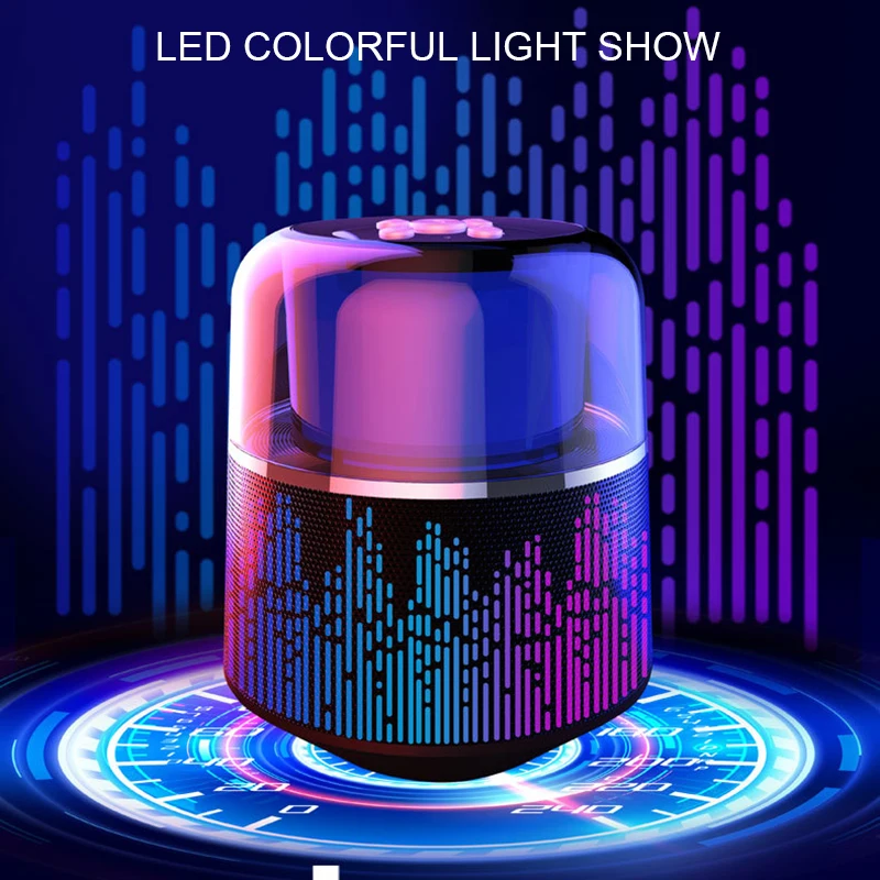 Portable HIFI Wireless BT 4.2 Stereo Sound with LED Lights AUX TF FM for Smartphone, Computer and Other All Bluetooth Devices