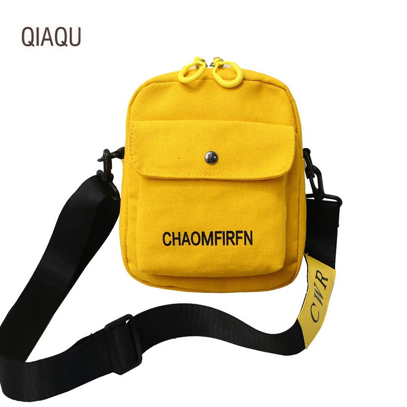 

QIAQU Summer new casual canvas Handbags Unisex Bag High Quality simple Shoulder Bag mobile phone bag art Crossbody bag