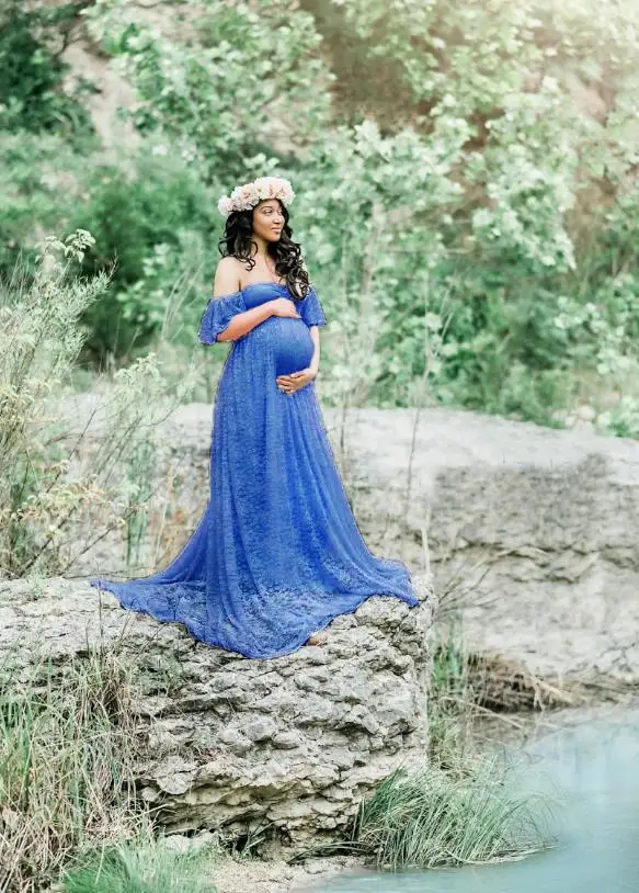 

2019Long Maternity Photography Props Pregnancy Dress Photography Maternity Dresses For Photo Shoot Pregnant Dress Lace Maxi Gown