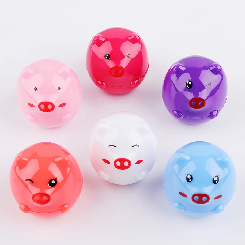 

Cute Lip Balm Ball Women Lip Makeup Tint Natural Plant Nutritious Long Lasting 6 Colors Cosmetic Piggy Shaped Fruits Smell