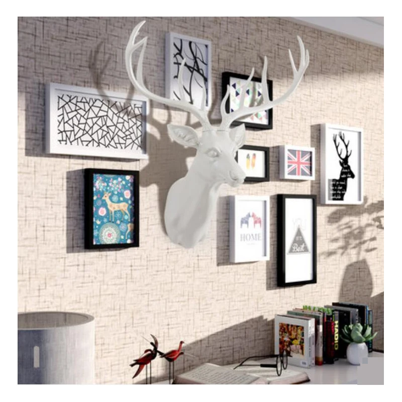 European Home Decor Deer Head Wall Sculpture Statue Hanging Wall