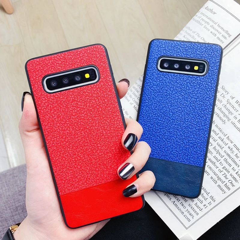 

PU Leather Splice Case For Samsung A50 A70 S10 lite Soft Silicon Full Cover For Samsung Galaxy s8 s9 s10 plus Note 8 Note 9 Case