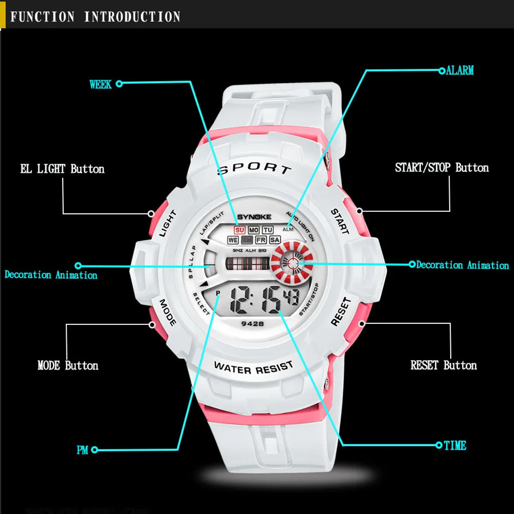 SYNOKE Пара моделей детские электронные часы водонепроницаемый студенческий спортивный цифровой светодиодный Кварцевый Будильник наручные