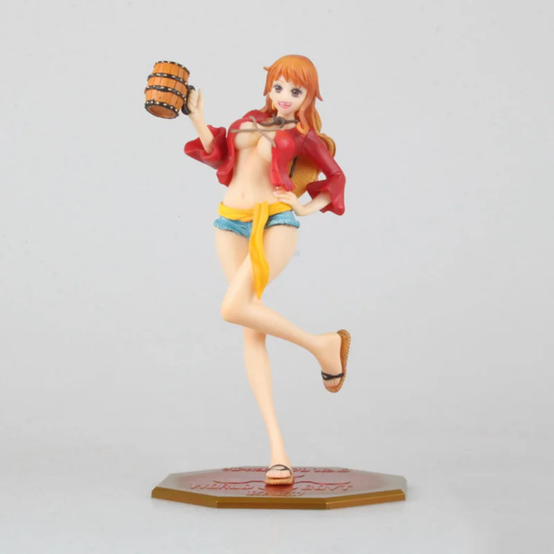 Pop Anime Tek Parça şekil onepiece Nami Luffy Kıyafet giymiş Fıçılar ile Seksi Kız Ver PVC Action Figure Koleksiyonu oyuncak 22 cm