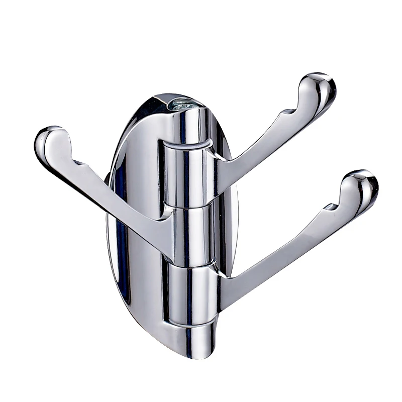 Polished Chrome Wall Mounted Towel Coat Rotation Brass 3 Hooks Bath