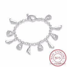 LEKANI Горячая 925 пробы Серебристые туфли на высоком каблуке для круизного ужина сумка шармы Браслеты Pulseiras де Прата ювелирные украшения Для женщин вечерние изысканный подарок