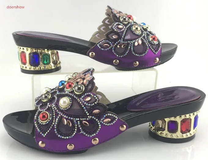 

doershow purple Whoesale Elegant Women's Shoes Nice Looking African Sandals Shoes Free Shipping SMB1-17