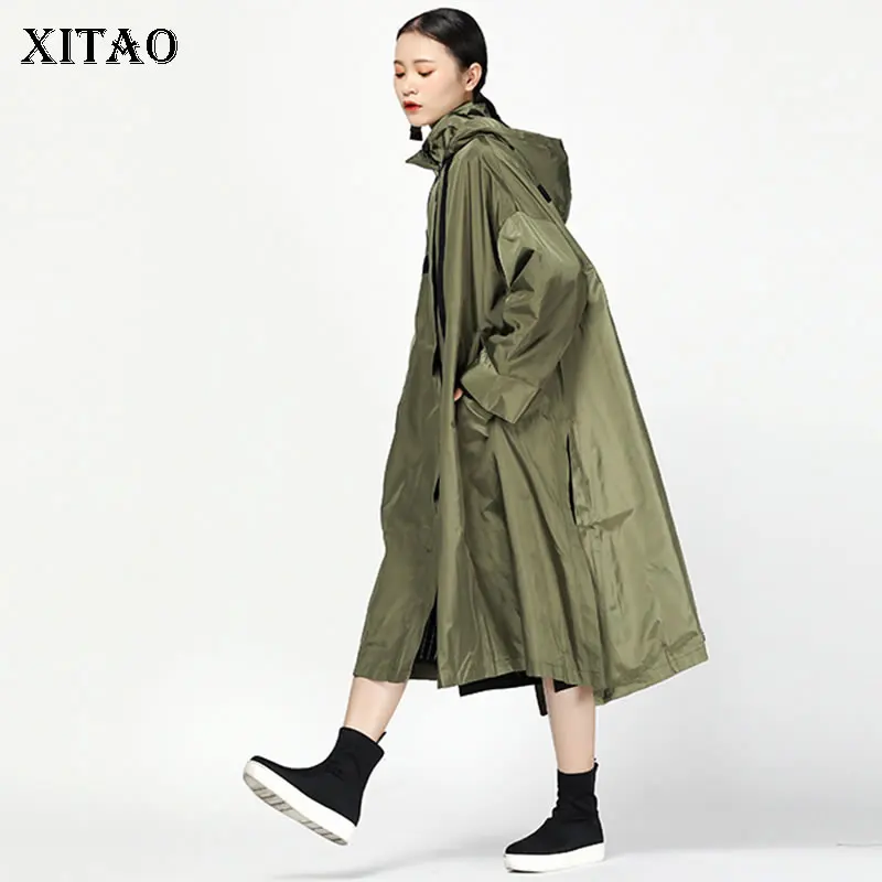 line Femelle Femmes Mode Tranchée Pleine Nouvelles Black Patchwork Col Longue xitao Manches green Zll1375 Corée Zll1375 A Casual 2018 Manteau La Capuche À Automne Z0nqw