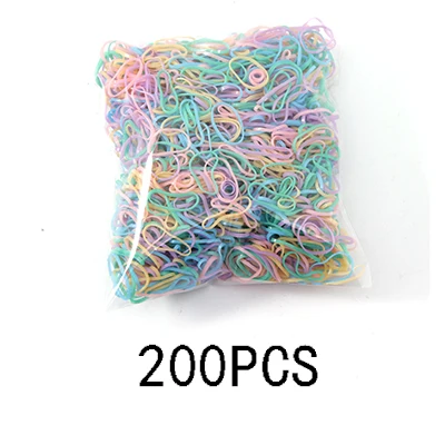 Colour 13 200/1000 шт милые цветные кольца для девочек, Одноразовые эластичные резинки для волос, резинка для хвоста, резинки для волос, Детские аксессуары для волос - Цвет: Colour 13
