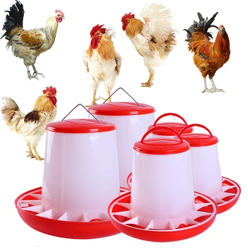 

2Pcs/Sets Chicken Feeder Bucket 1/3/6kg Duck Goose Automatic Fodder Barrel Bird Feeding Cup Farm Poultry Feed Tool
