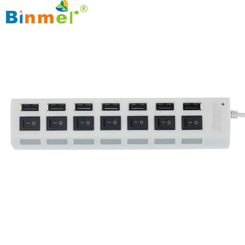 Binmer 7 портов светодиодный USB 2,0 адаптер концентратор питания вкл/выкл переключатель для ПК ноутбук Высокое качество Sep 15