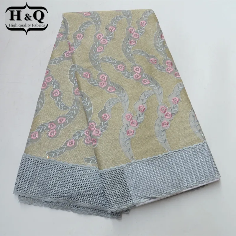 

H&Q Beautiful design 100% Cotton African embroidery lace fabric with Stones Swiss voile Lace Fabric in switzerland For Wedding