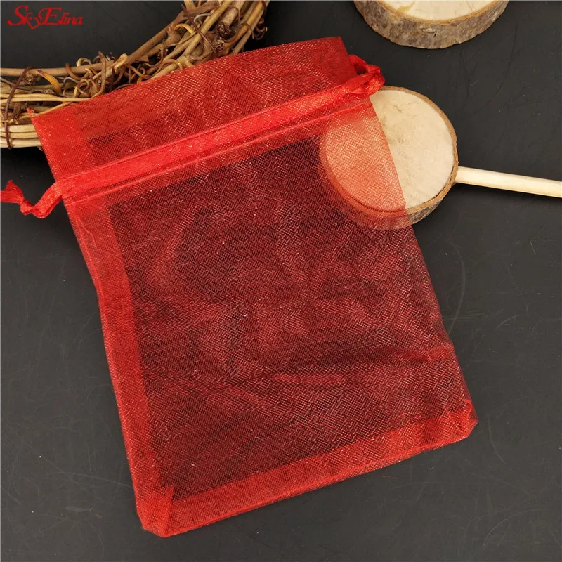 red 29*39 см 50PIC/мешок органза сумки Свадебные мешки милый Подарочный пакет Jewelry упаковка прозрачная марли мешок Сувениры и подарки 5Z - Цвет: red