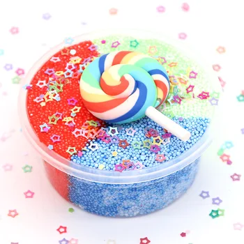

60ML Slime Toys Snowflake Mud Slime Cotton Mud With Sequin Star Ball Mud Relax Toy For Children 3 Color Lollipop Slime Supplies