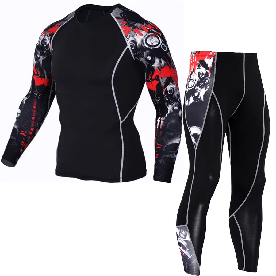 Тактический mma rashguard с длинными рукавами мужской фитнес-набор компрессионная одежда спортивный костюм для мужчин 2017 Футболка с волком XXXXL XXXL