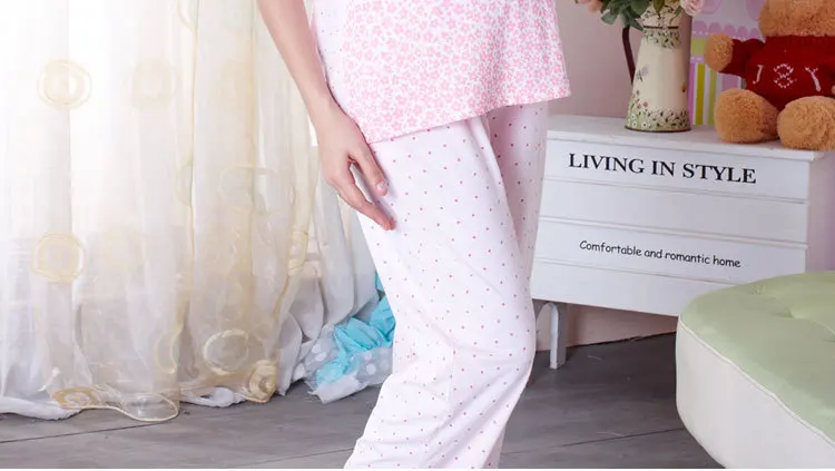 Милая хлопковая одежда для беременных с короткими рукавами, 2 предмета, пижама для кормящих мам, пижамы для кормящих, пижамы для беременных
