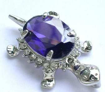 

NEW N436 Blue Cubic Zirconia 18KWGP Crystal Turtle Pendant & Necklace 2pc