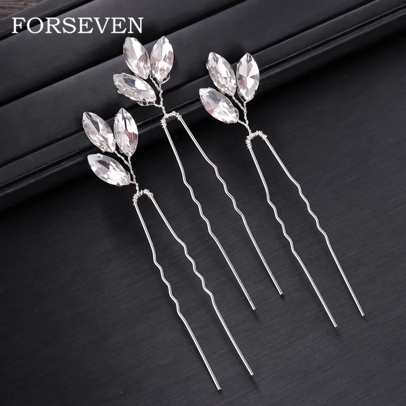 

3 Pcs/Lot Silver Rhinestone Hair Pins Women Hair Ornaments Hairpins Clips Sticks Bridal Headpiece For Wedding Hair Jewelry