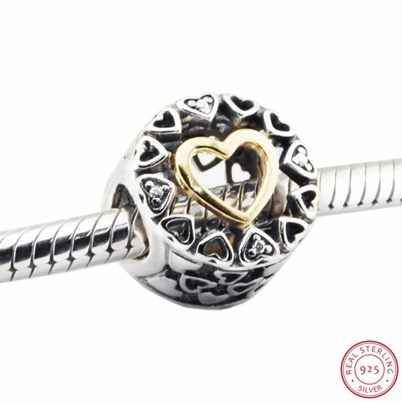 

14ct Gold Not Plated Clear CZ Loving Circle Charm Beads for Women Jewelry DIY Fit PANDORA Charms Silver 925 Original FL473K