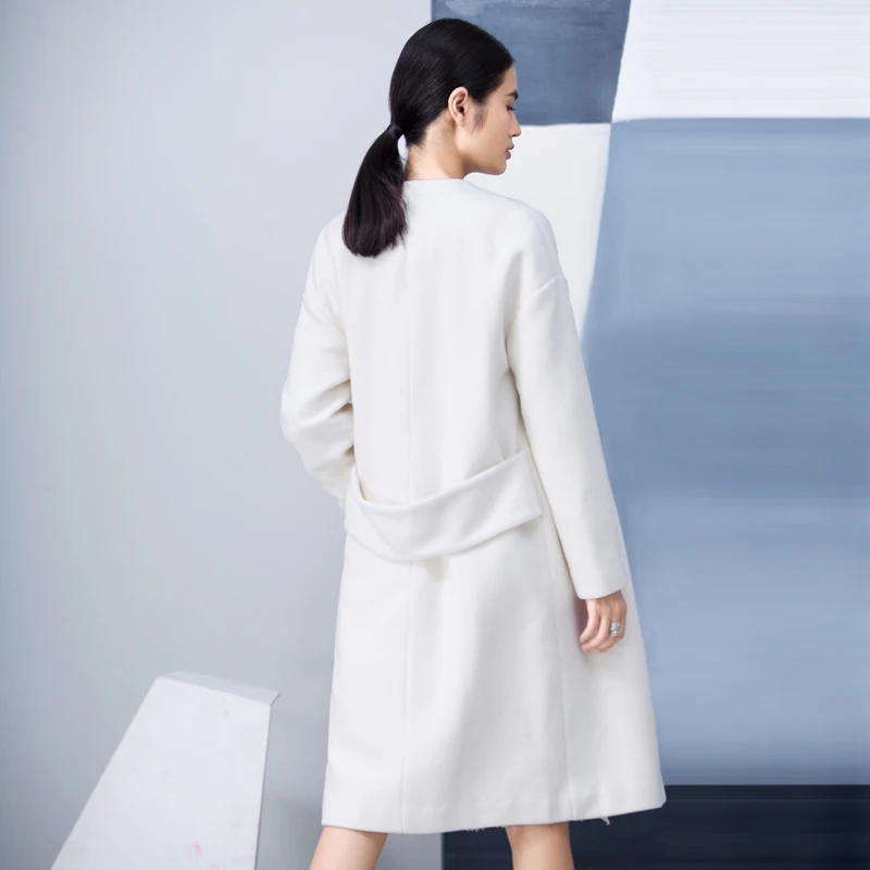 Amii Redefine Woolen Coat Winter Women 2018 Embroidery Paisley O-neck Single Breasted Loose Casual Long Wool Blends Jacket Coat