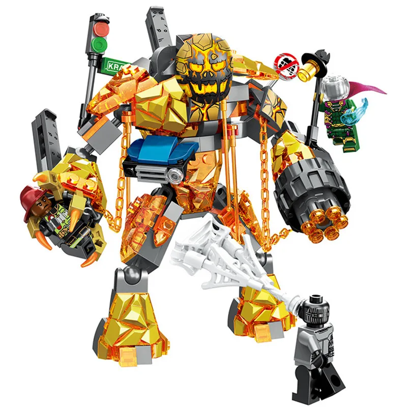 

New Avengers Superhero Spider-Man Heroes Expedition Battle Of Melting Fire Legoed Model Building Blocks Kit Toys Kids Gifts