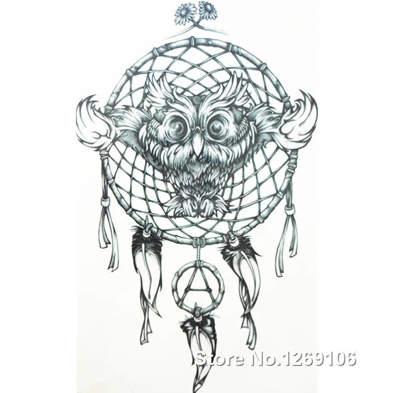 2018 новый дизайн водостойкие наклейки для Временной Татуировки Совы и Ловец снов