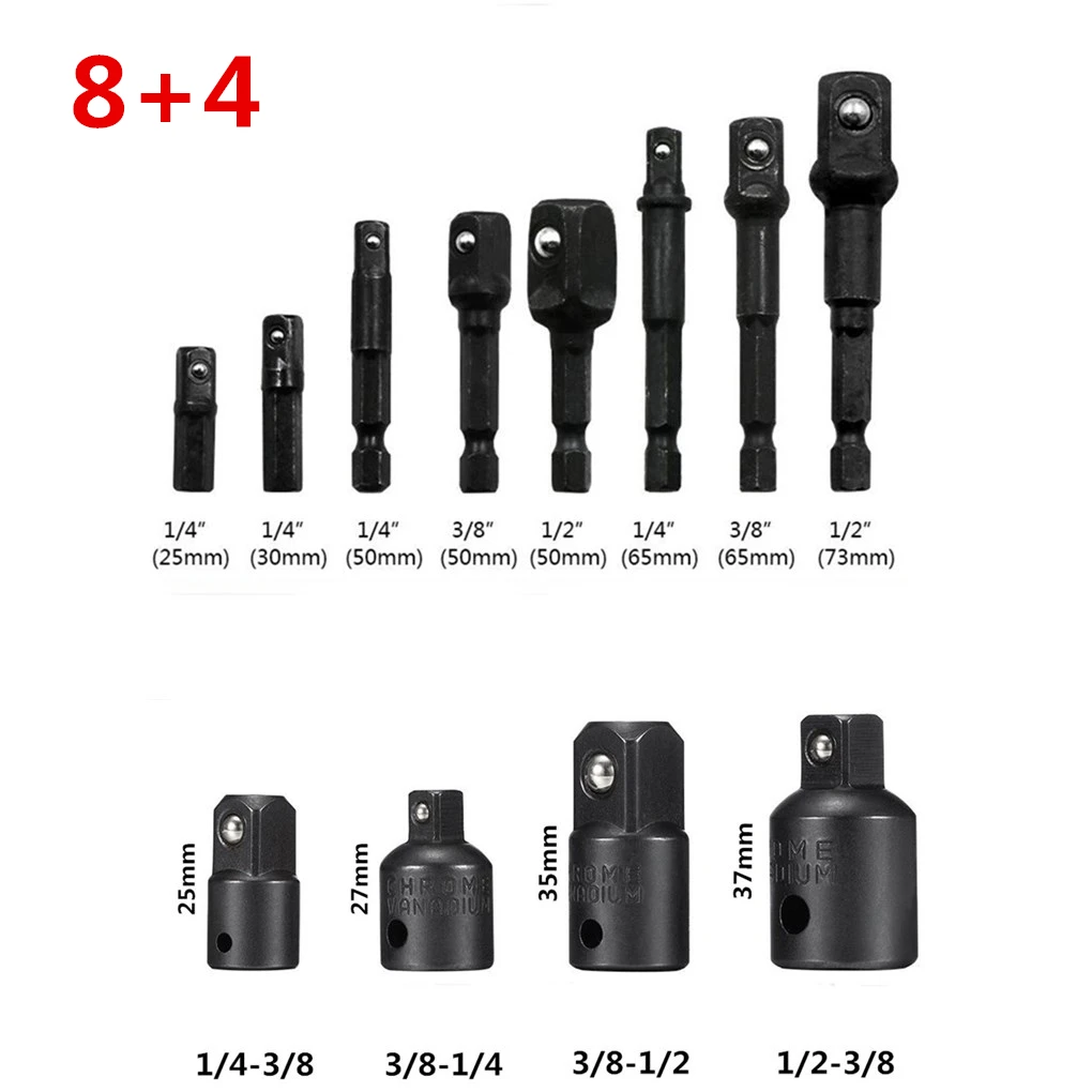 

8pcs Steel Ball Post +4pcs Reducer Sleeve 1/2 3/8 1/4 Post Conversion To Square Head Ball Post Sleeve Adapter