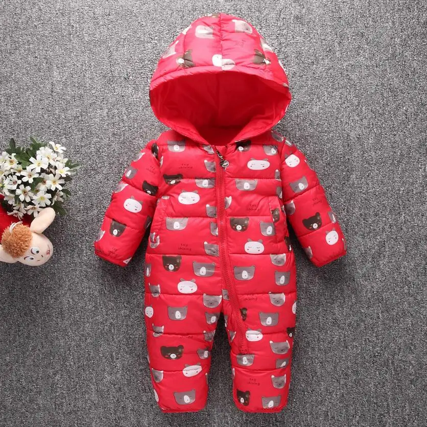 

spring autumn rompers for newborn boys snowsuit polyester baby hoodies overalls bear printing infant girls one-pieces clothes