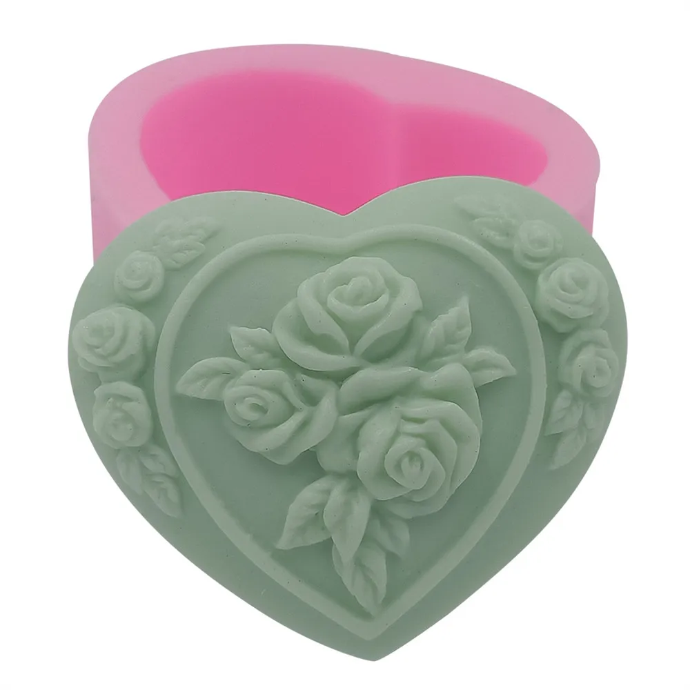 3D Сердце розы Формы для мыла формы силиконовые формы|soap moulds|soap mold roserose silicone |