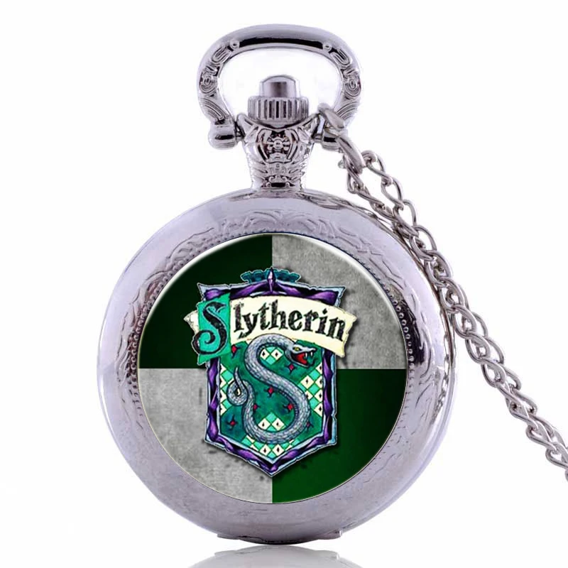 

Hot Harry Potter SLYTHERIN Snake Mens Womens Quartz Pocket Watch Analog Pendant Necklace Chain relogio de bolso Gift