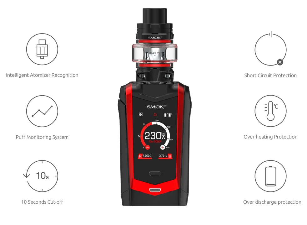 Vape SMOK SPECIES Kit Vaporizador 230WBox Mod With TFV8 BABY V2 Tank Cigarro Eletronico Vaporizador VS Alien S8088