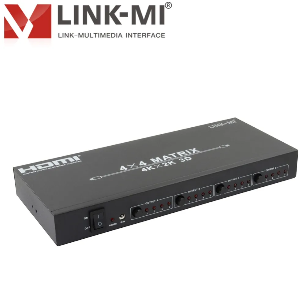 LINK-MI HDMI матричный 4x4 переключатель сплиттер усилитель HDMI матрица 4 в 4 выход, 1,4 HDMI переключатель сплиттер 4 к x 2 к 3D/EDID/RS232 LM-MX44