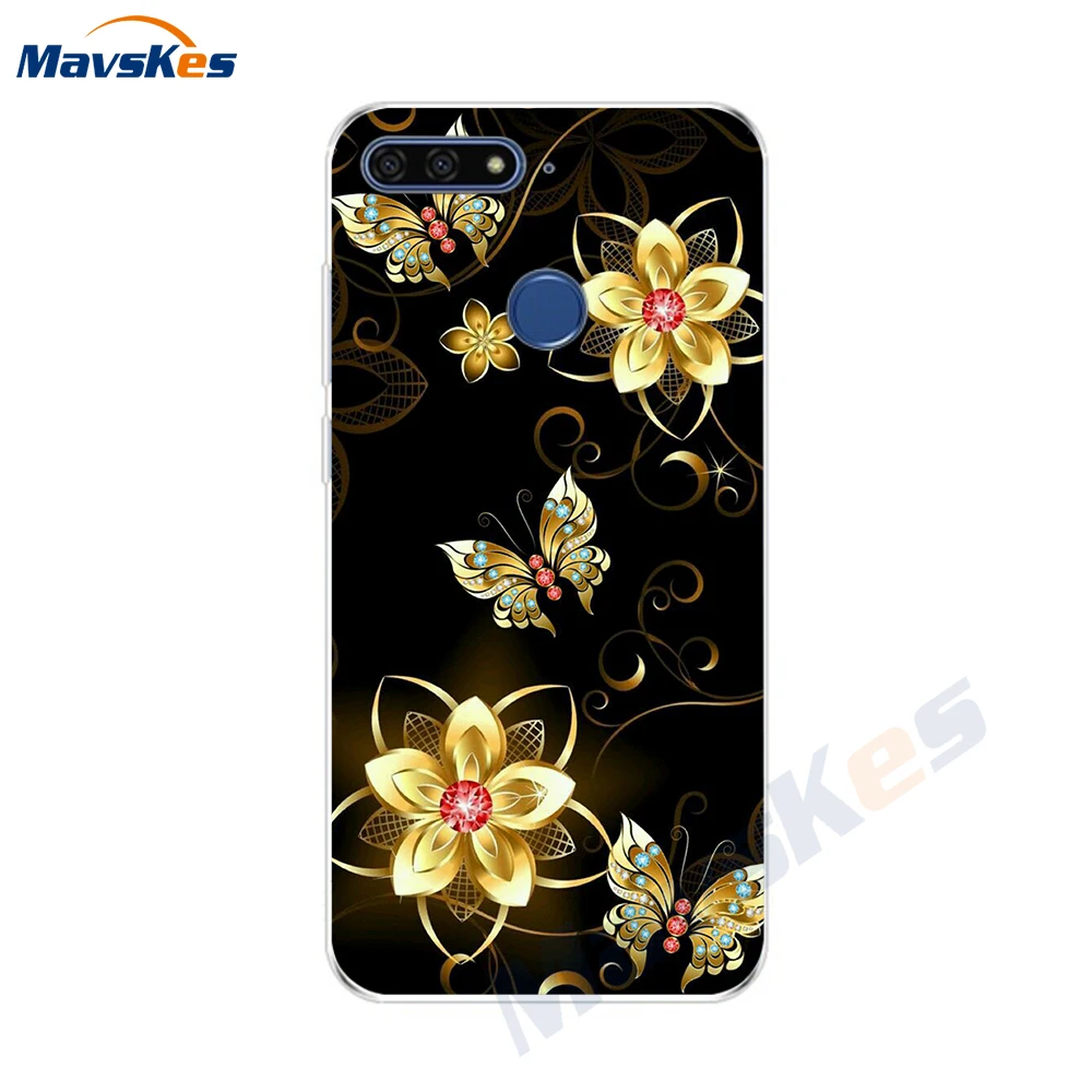Чехол для Huawei Honor 7C мягкий чехол из силикона и ТПУ с цветами 5 7 дюйма задняя крышка