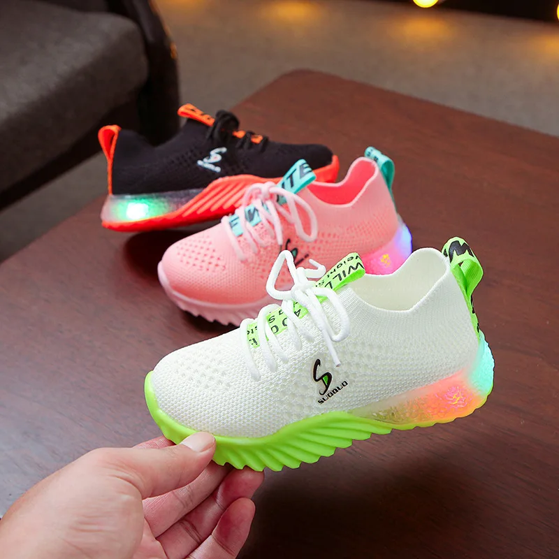 

LED lighted fashion kids sneakers hot sales Lovely baby girls boys shoes Spring/Autumn classic children casual shoes