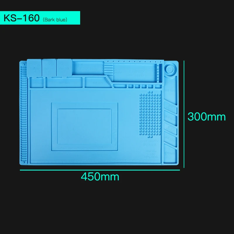 S-160 45X30 см Теплоизоляционный силиконовый коврик стол коврик техническое обслуживание платформы для BGA паяльная ремонтная станция с магнитной секцией - Цвет: S-160