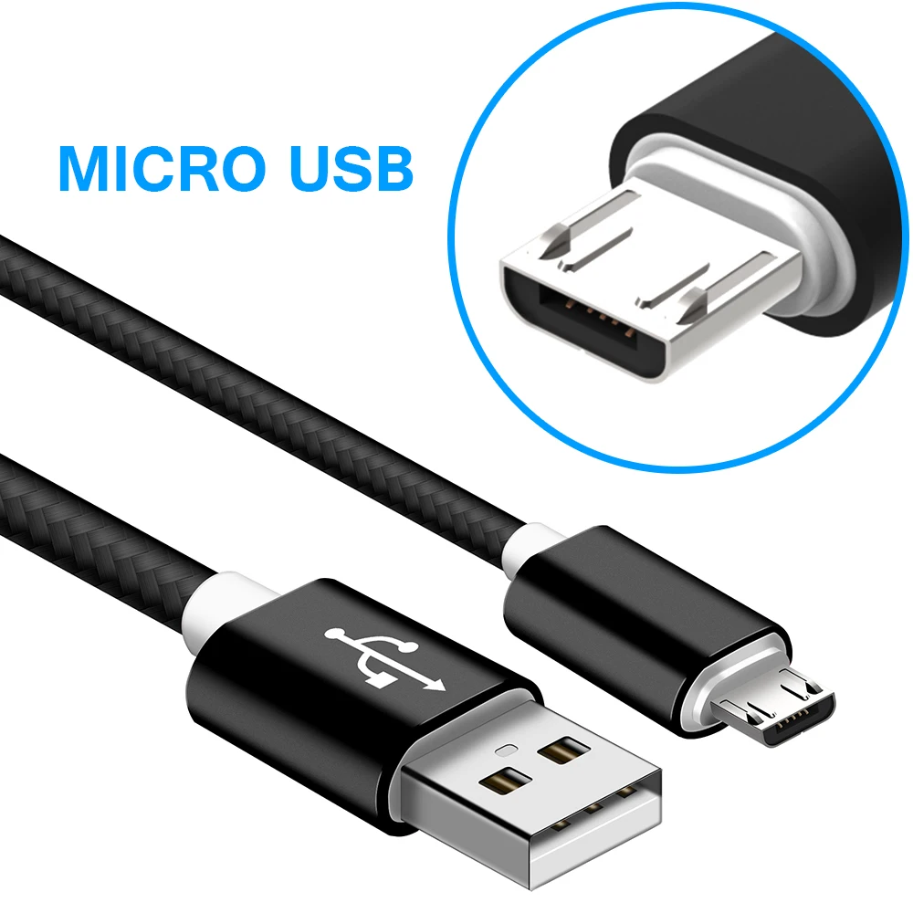 المصغّر usb كابل 2A سريع شحن النايلون جديلة مزامنة بيانات شاحن هاتف محمول يعمل بنظام تشغيل أندرويد كابل تهمة ل Xiaomi Redmi 4x Gaxaly S7 كابل يو اس بي