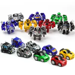 Милые мини роботы-трансформеры игрушечные лошадки машинки фигурка пластик Модель блок для детей обувь мальчиков подарок