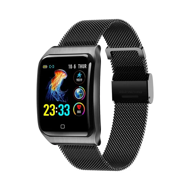 Pedometer Watch Heart Rate Monitor Sleep Tracking Waterproof Clock Multi-language Multi-function Sports Mode For Android IOS - Цвет: black