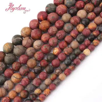 

6/8/10/12mm Faceted Round Picasso Jaspers Bead Multicolor Loose Natural Stone Beads For Jewelry Making DIY Necklace Bracelet 15"