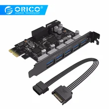 ORICO PVU3-5O2I USB3.0 5-Порты и разъёмы расширения PCI-E карта с двумя ЧИПАМИ с высоким уровнем Скорость с 20-контактный разъем слот-черный