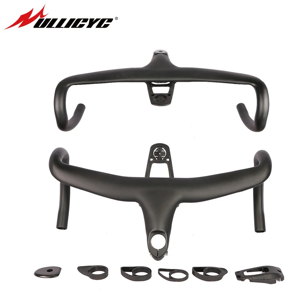 

ULLICYC 5D Full Carbon Road Bicycle Handlebar Integrated Bar 28.6mm UD Weave With Bike Computer Mount Special Spacer light mount