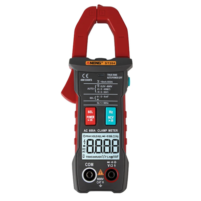 ST204 Ammeter 4000 counts Intelligent Auto Range Digital Clamp Meter AC/DC Current Multimeter Pliers Voltmeter meter HR - Цвет: Красный